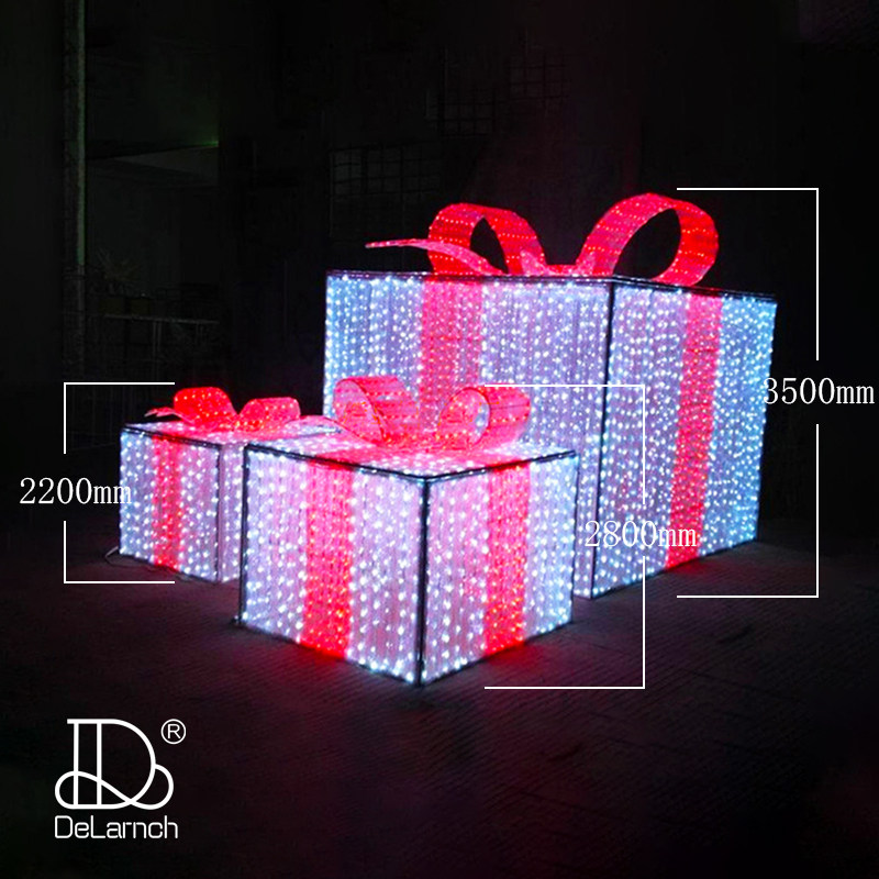 LED户外礼物盒圣诞树 广场造型灯商场婚庆用品大型景观装饰品灯